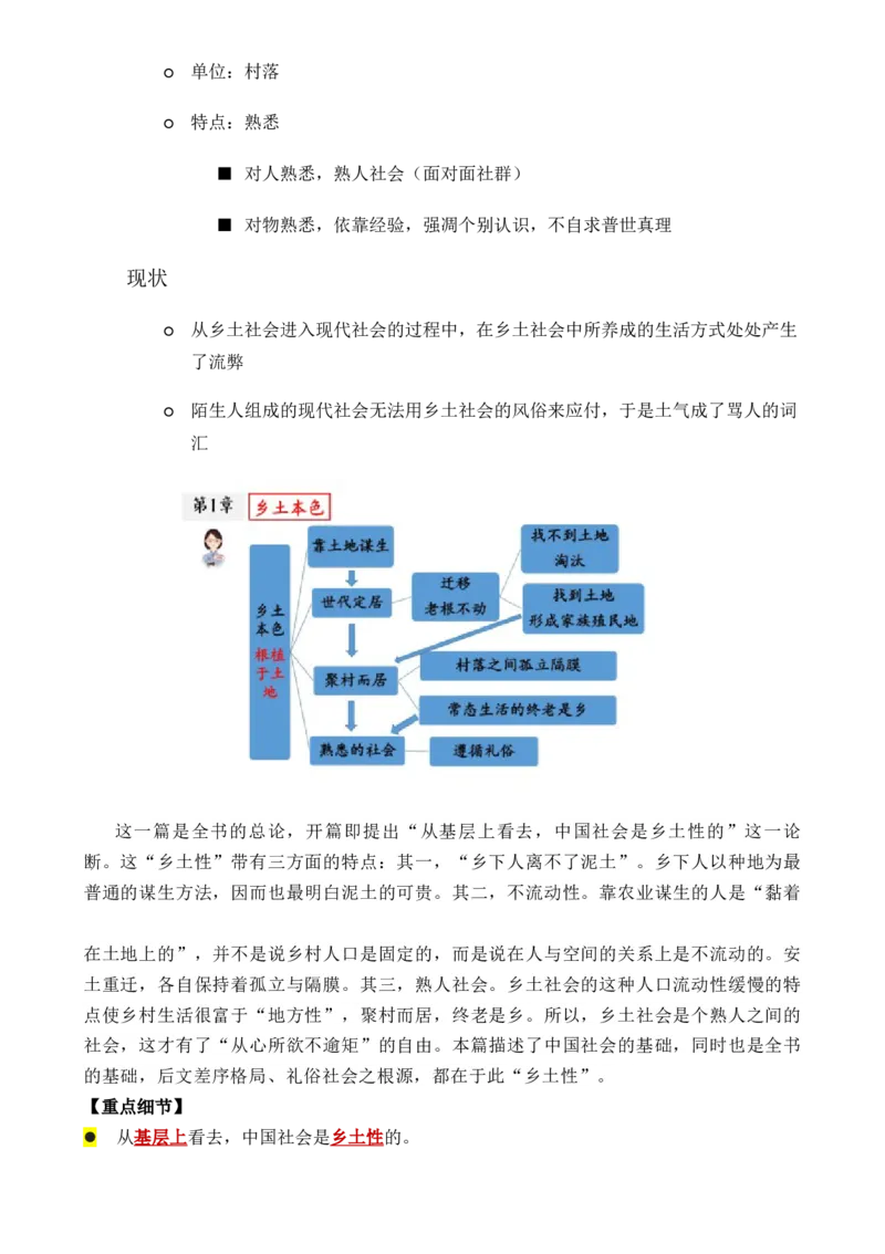专题01：《乡土中国》知识梳理（原卷版）-上好课2025年高考语文一轮复习知识清单_1.2025语文总复习_2025年新高考资料_一轮复习_2025年高考语文一轮复习知识清单_第十一章整本书阅读