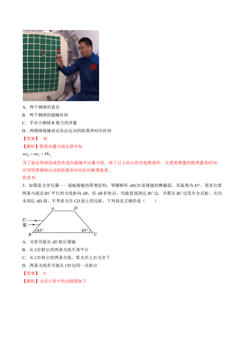 黄金卷06-赢在高考&middot;黄金8卷备战2024年高考物理模拟卷（湖南专用）（解析版）_4.2025物理总复习_2024年新高考资料_4.2024高考模拟预测试卷
