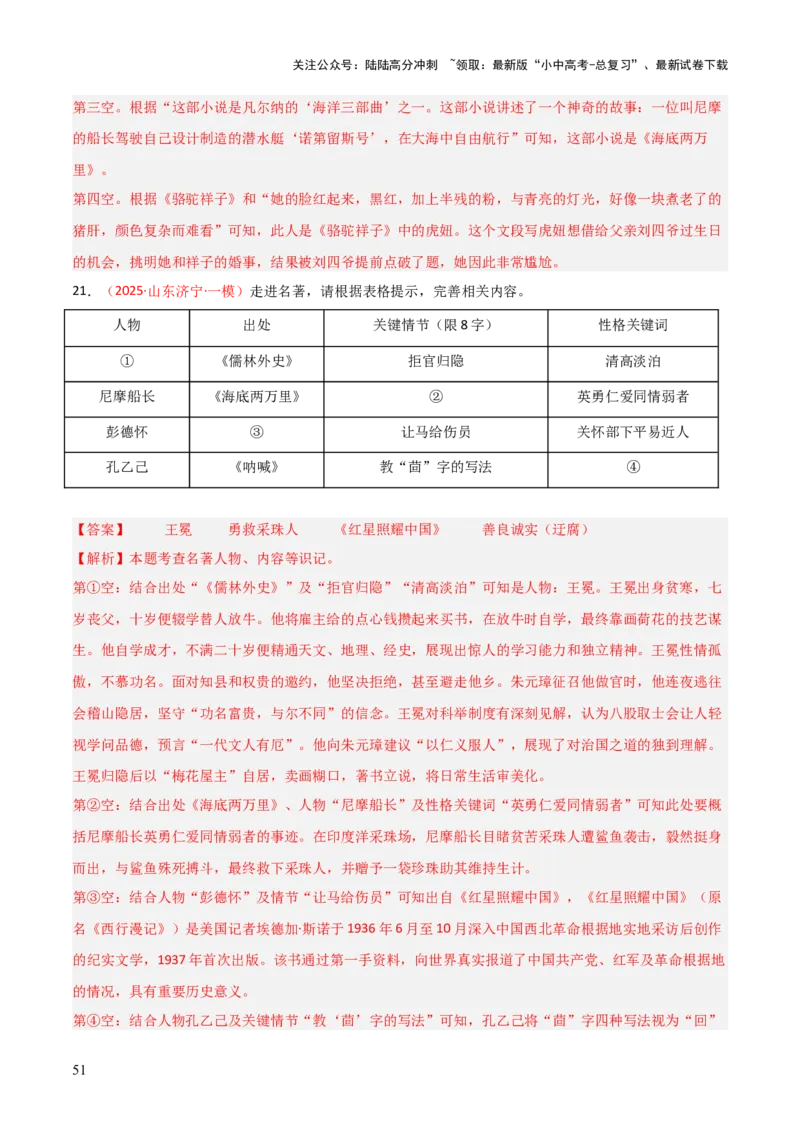 第04讲《海底两万里》整本书阅读(练习）（解析版）_02中考总复习（2026版更新中）_01-语文-中考总复习_2026年中考复习（更新中）_2026年中考语文一轮复习名著阅读