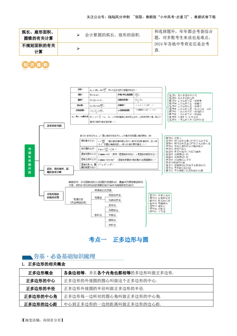 第28讲与圆有关的计算（讲义）（解析版）_02中考总复习（2026版更新中）_02-数学-中考总复习_2024年中考复习资料_一轮复习资料_配套讲义（原卷版+解析版）_教师版（含答案解析）