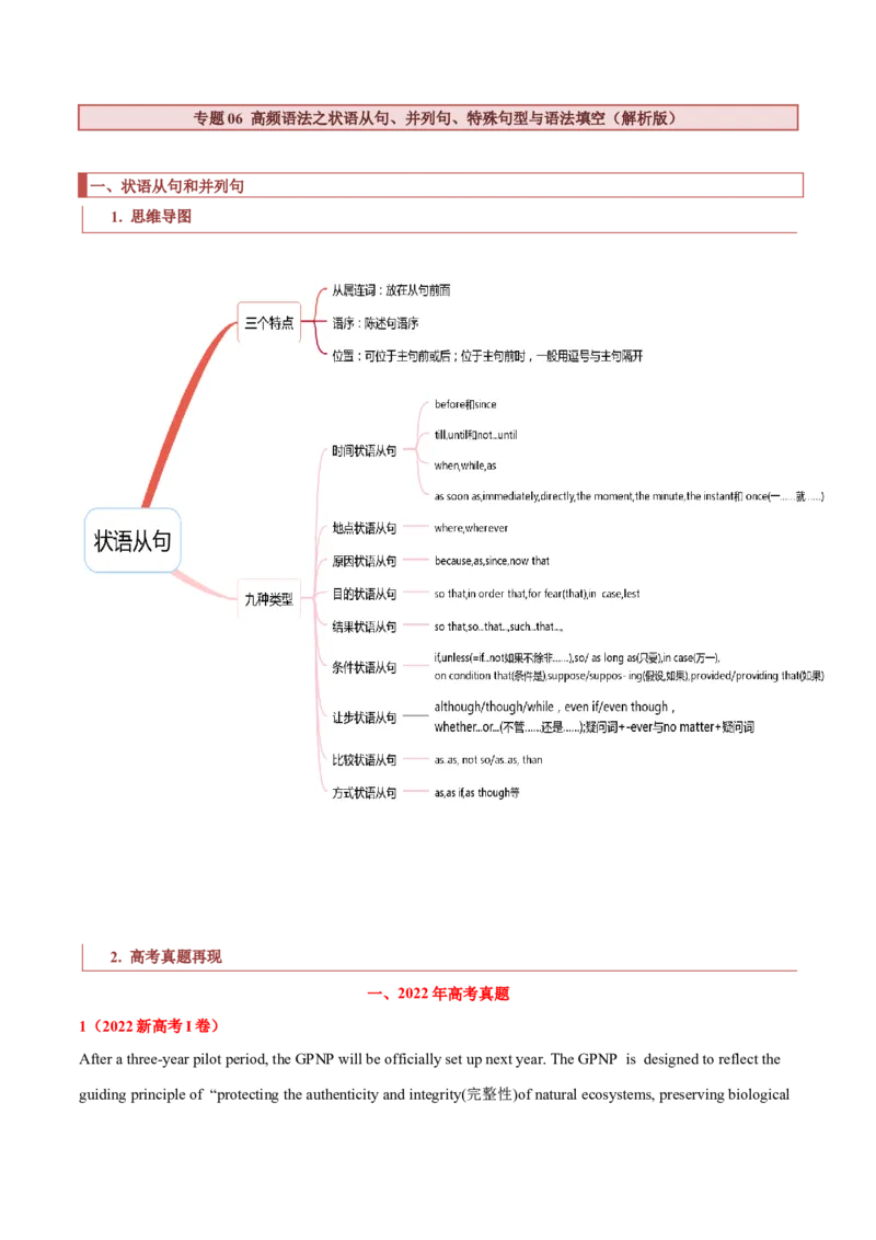 专题06高频语法之状语从句、并列句、特殊句型与语法填空（解析版）_3.2025英语总复习_2023年新高考资料_二轮复习