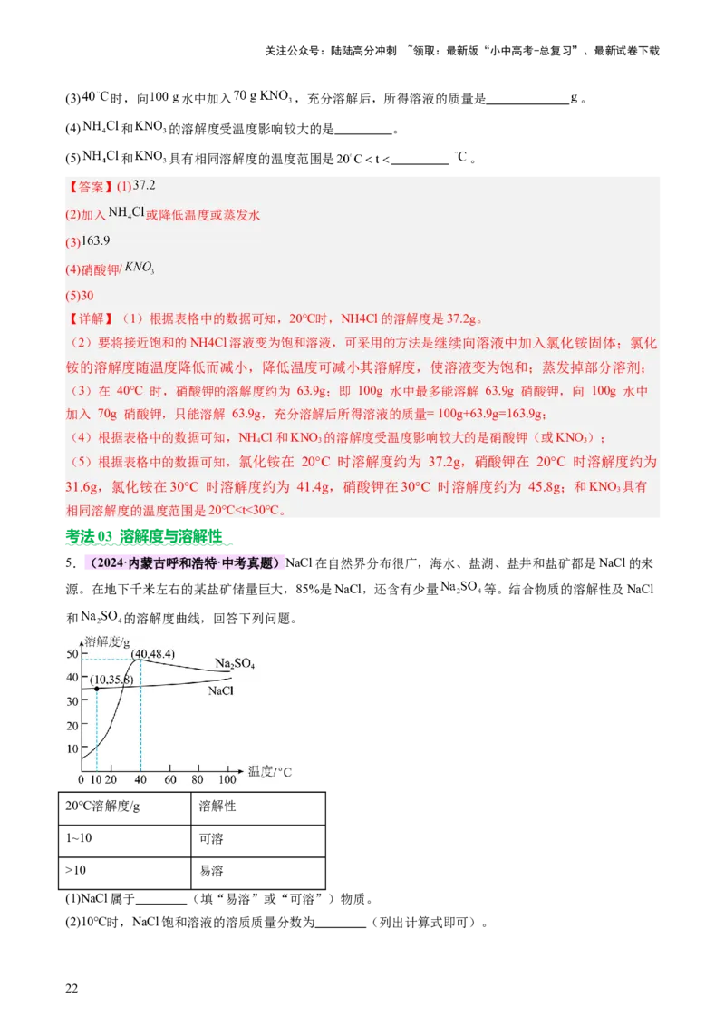 热点突破溶解度及溶解度曲线（讲练）（解析版）_02中考总复习（2026版更新中）_05-化学-中考总复习_2025年中考复习资料_2025中考二轮课件ppt+讲义+练习化学_讲义+练习