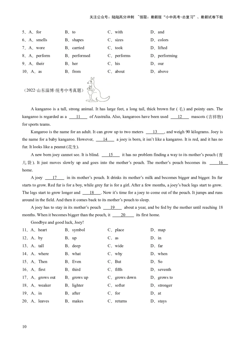 第03讲完形填空之说明文（练习）-2024年中考英语一轮复习讲练测（全国通用）（原卷版）_02中考总复习（2026版更新中）_03-英语-中考总复习_2024年中考复习资料_一轮复习