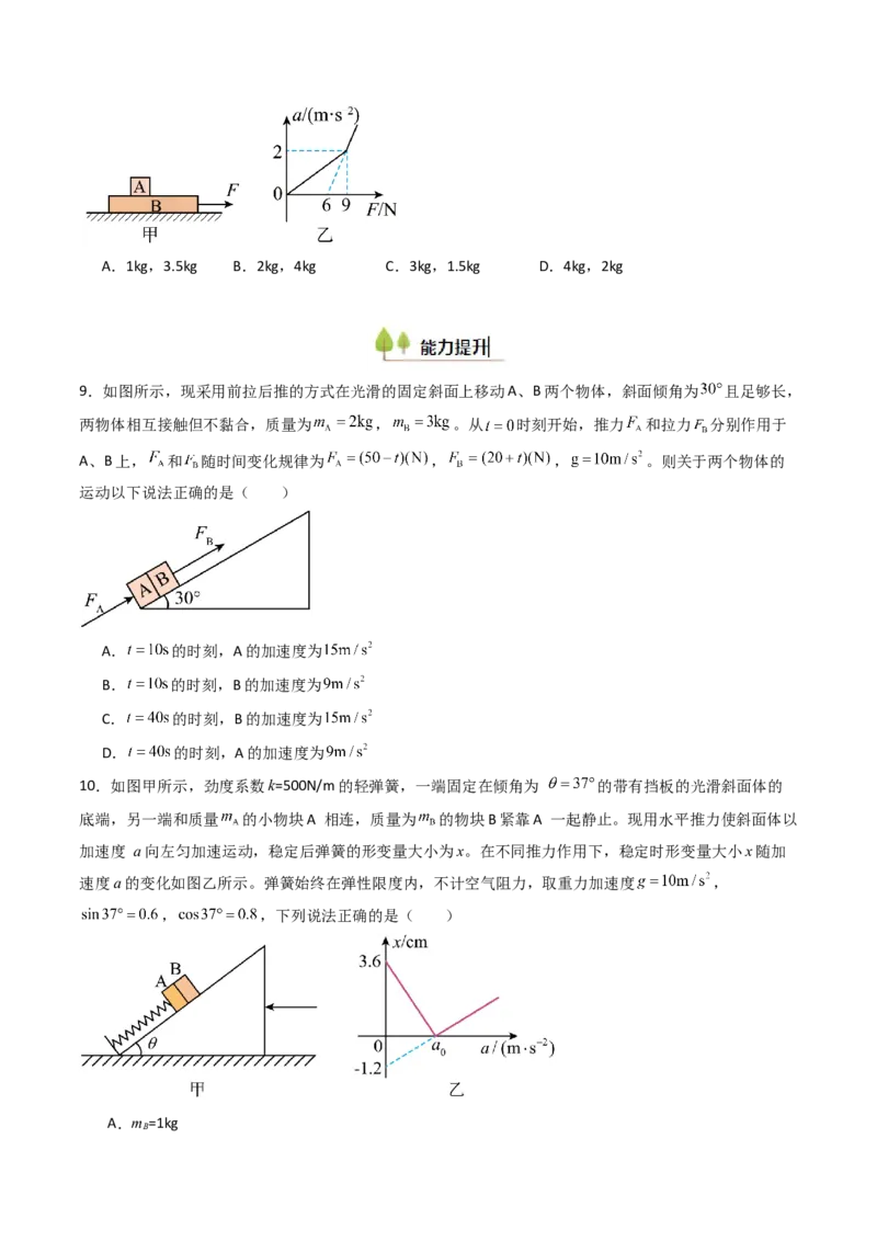 考点12牛顿第二定律的综合应用（核心考点精讲精练）（原卷版）_4.2025物理总复习_2025年新高考资料_一轮复习_备战2025年高考物理一轮复习考点帮（新高考通用）
