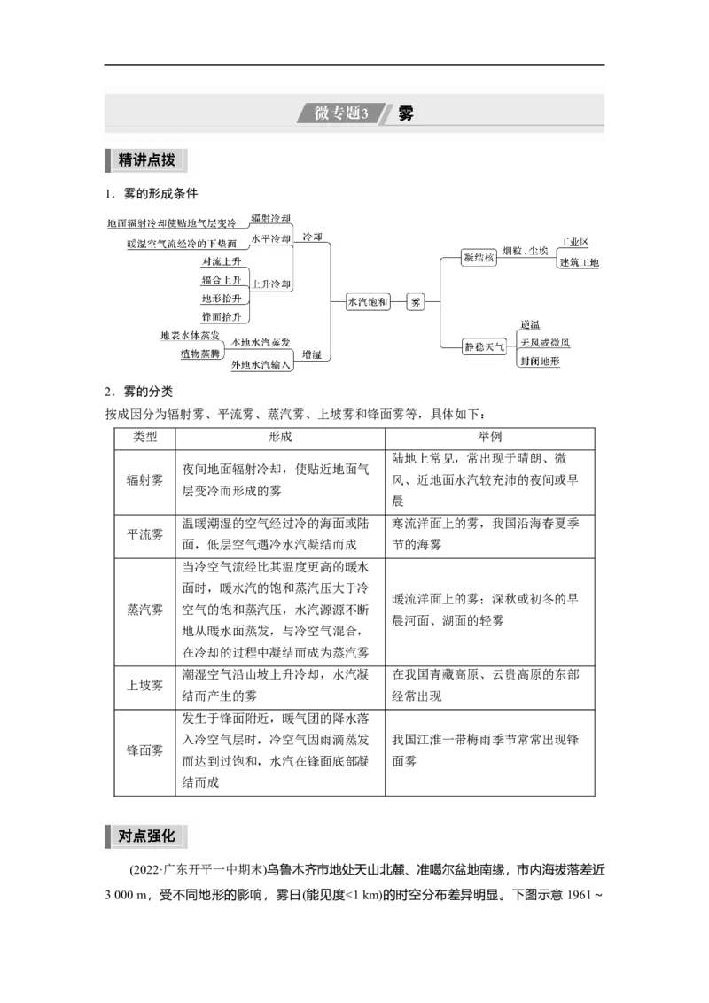 2023年高考地理二轮复习（全国版）第1部分专题突破专题2微专题3　雾_9.2025地理总复习_赠品通用版（老高考）复习资料_二轮复习_2023年高考地理二轮复习讲义+课件（全国版）