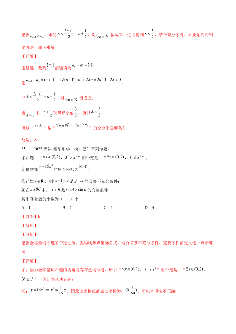 专题02常用逻辑用语(解析版)_2.2025数学总复习_2023年新高考资料_2023年新高考数学知识点总结与题型精练（新高考地区专用）