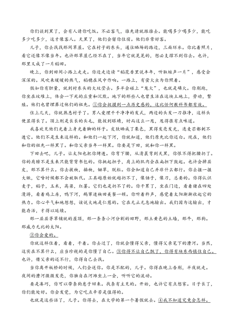 专题02散文文本-3年（2022-2024）高考1年模拟语文真题分类汇编（全国通用）（解析版）_1.2025语文总复习_2025年新高考资料_专项复习