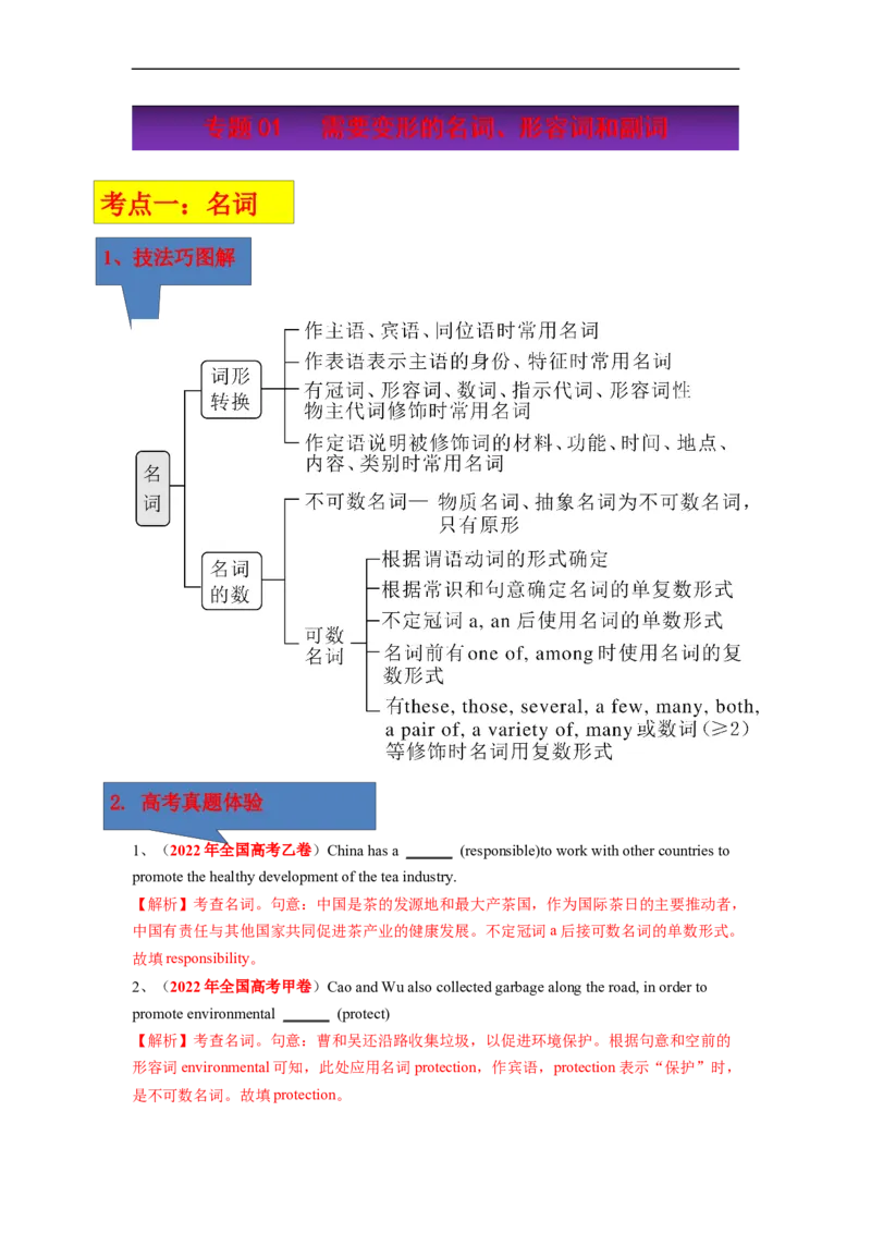 专题01需要变形的名词、形容词和副词与语法填空（解析版）_3.2025英语总复习_赠品通用版（老高考）复习资料_二轮复习