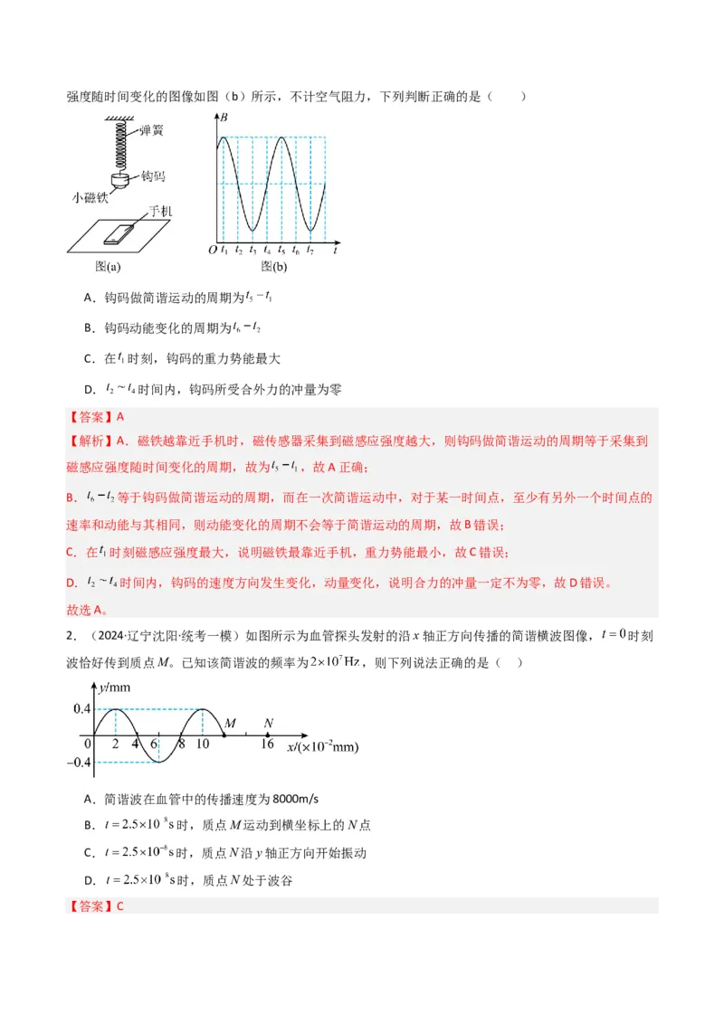 重难点16机械振动与机械波　光　电磁波（解析版）_4.2025物理总复习_2024年新高考资料_3.2024专项复习_2024年高考物理热点&middot;重点&middot;难点专练（新高考专用）