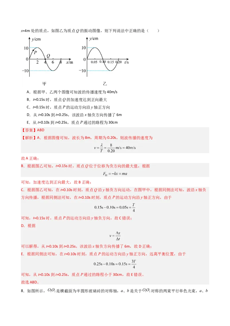 重难点16机械振动与机械波　光　电磁波（解析版）_4.2025物理总复习_2024年新高考资料_3.2024专项复习_2024年高考物理热点&middot;重点&middot;难点专练（新高考专用）
