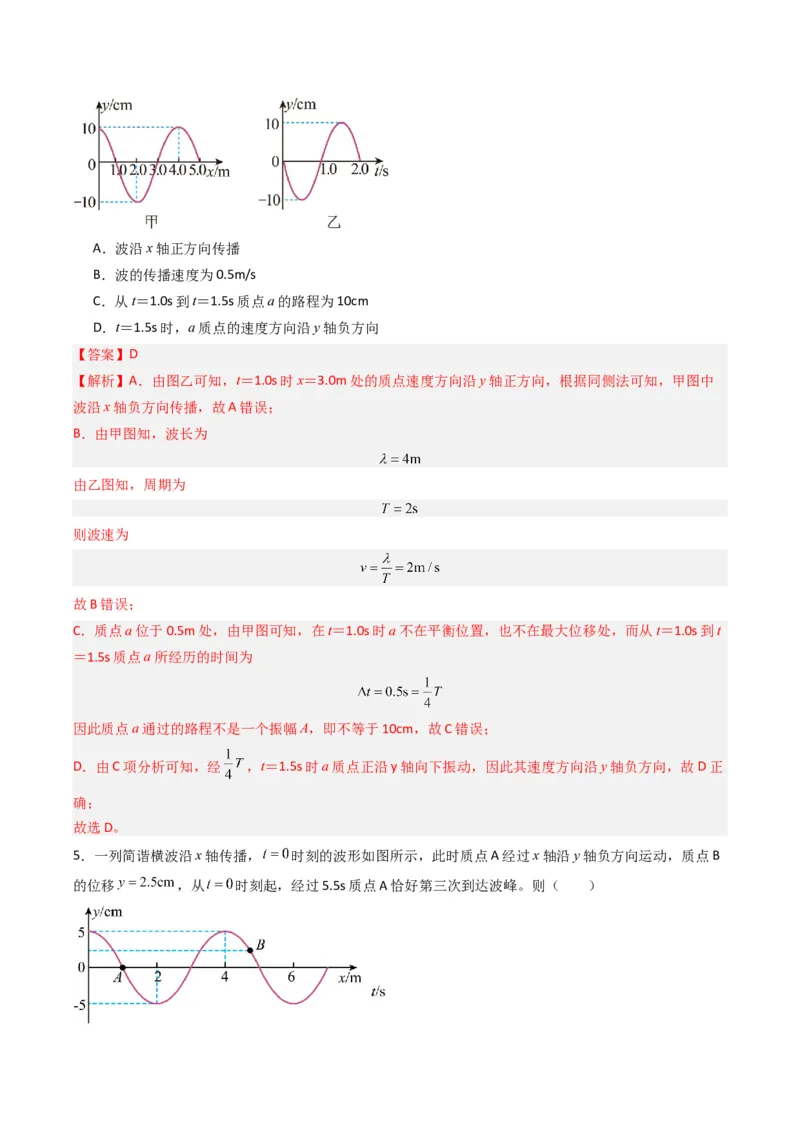 重难点16机械振动与机械波　光　电磁波（解析版）_4.2025物理总复习_2024年新高考资料_3.2024专项复习_2024年高考物理热点&middot;重点&middot;难点专练（新高考专用）