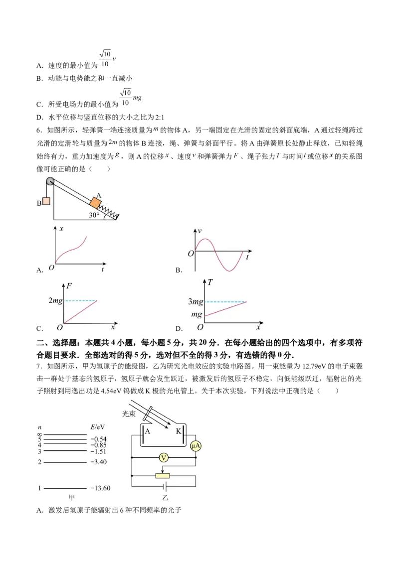 黄金卷02-赢在高考&middot;黄金8卷备战2024年高考物理模拟卷（湖南专用）（原卷版）_4.2025物理总复习_2024年新高考资料_4.2024高考模拟预测试卷