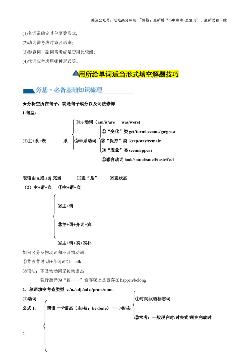 第12讲用所给单词适当形式填空（讲义）-2024年中考英语一轮复习讲练测（全国通用）（原卷版）_02中考总复习（2026版更新中）_03-英语-中考总复习_2024年中考复习资料_一轮复习