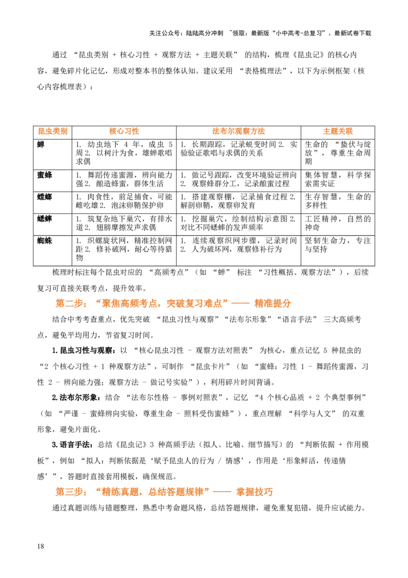 第06讲《昆虫记》整本书阅读(讲义）-上好课2026年中考语文一轮复习名著阅读(全国通用)_02中考总复习（2026版更新中）_01-语文-中考总复习_2026年中考复习（更新中）