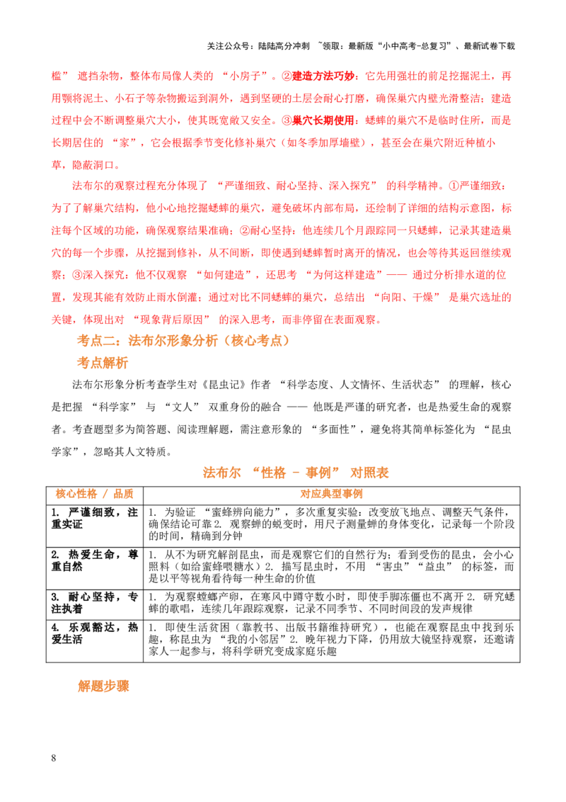 第06讲《昆虫记》整本书阅读(讲义）-上好课2026年中考语文一轮复习名著阅读(全国通用)_02中考总复习（2026版更新中）_01-语文-中考总复习_2026年中考复习（更新中）