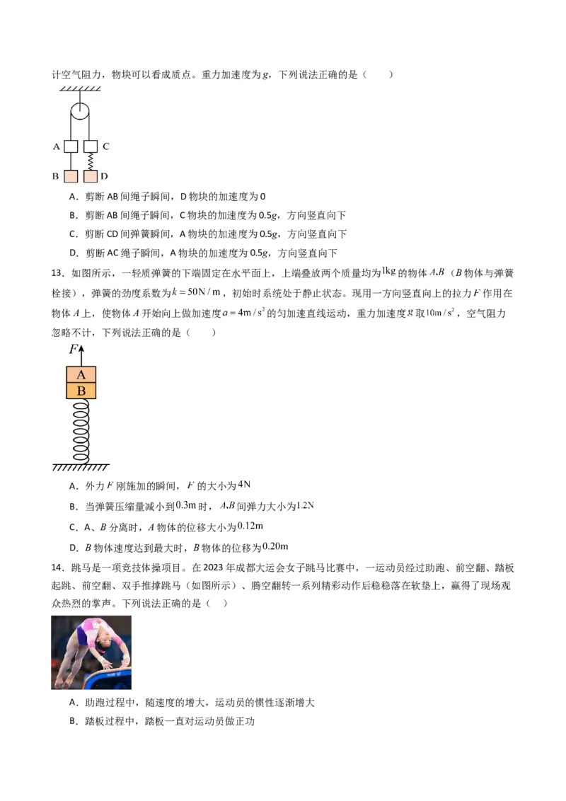 考点11牛顿运动定律（核心考点精讲精练）（原卷版）_4.2025物理总复习_2025年新高考资料_一轮复习_备战2025年高考物理一轮复习考点帮（新高考通用）