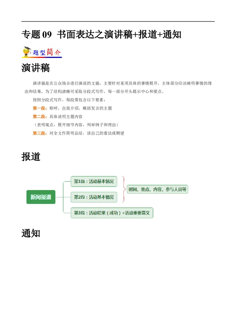 专题09书面表达之演讲稿+报道+通知大题精做冲刺2023年高考英语大题突破+限时集训(原卷版)_3.2025英语总复习_赠品通用版（老高考）复习资料_专项复习