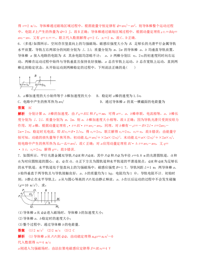 训练二十五动量观点在电磁感应中的应用-备战2024年高考物理一轮复习专题复习与训练(解析版）_4.2025物理总复习_2024年新高考资料_3.2024专项复习