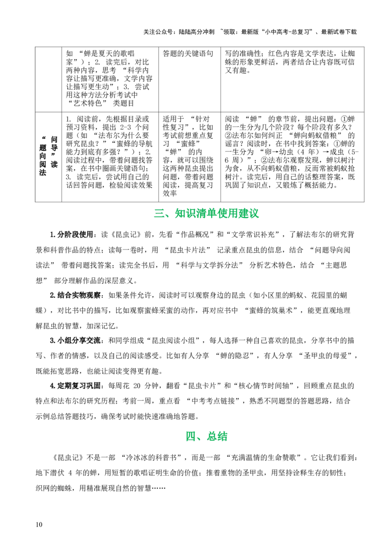 第06讲《昆虫记》整本书阅读(清单）-上好课2026年中考语文一轮复习名著阅读(全国通用)_02中考总复习（2026版更新中）_01-语文-中考总复习_2026年中考复习（更新中）