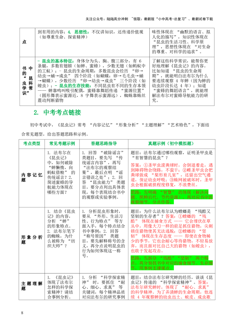 第06讲《昆虫记》整本书阅读(清单）-上好课2026年中考语文一轮复习名著阅读(全国通用)_02中考总复习（2026版更新中）_01-语文-中考总复习_2026年中考复习（更新中）