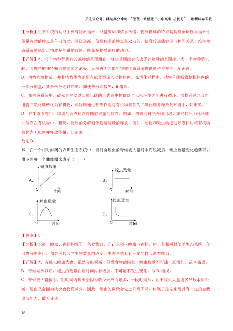 热点突破01食物网和碳循环模型的构建（测试）（解析版）_02中考总复习（2026版更新中）_08-生物-中考总复习_2025中考复习资料_2025中考二轮课件ppt+讲义+练习生物_测试