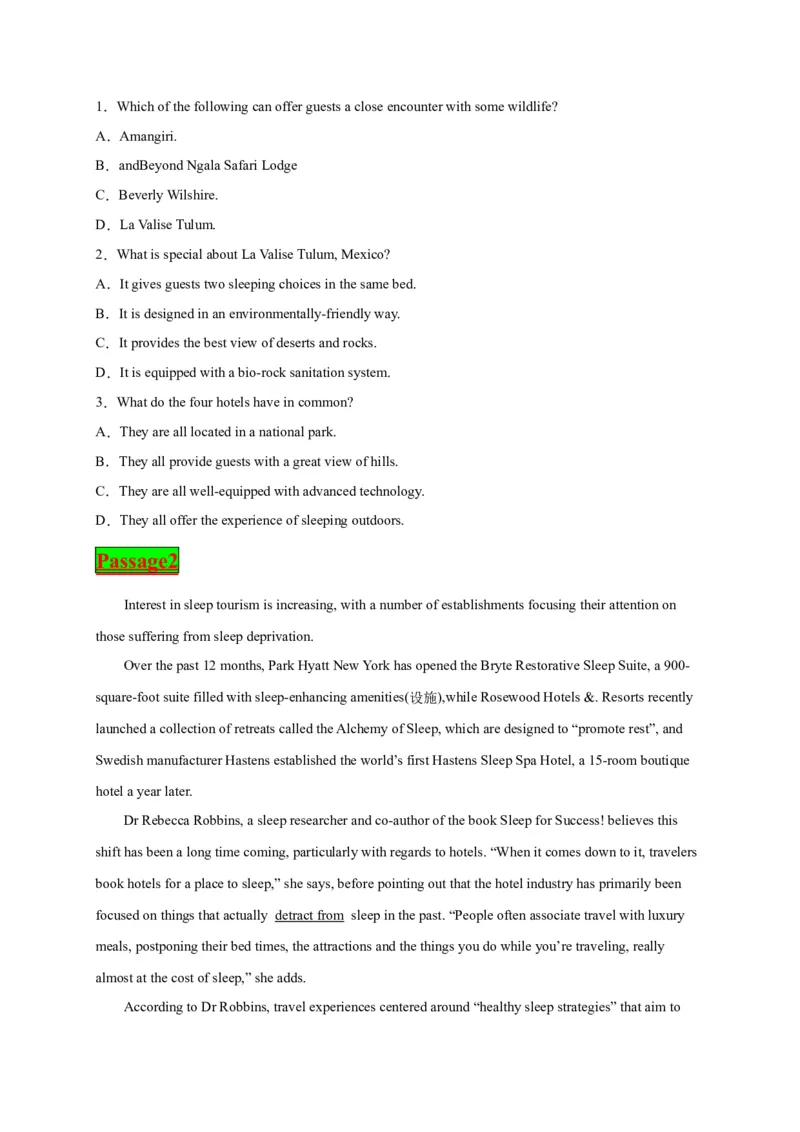 专题11交通旅游-2023年高考英语阅读理解考前预测60篇_3.2025英语总复习_2023年新高考资料_专项复习_阅读理解专项_2023年高考英语阅读理解考前预测60篇2985853