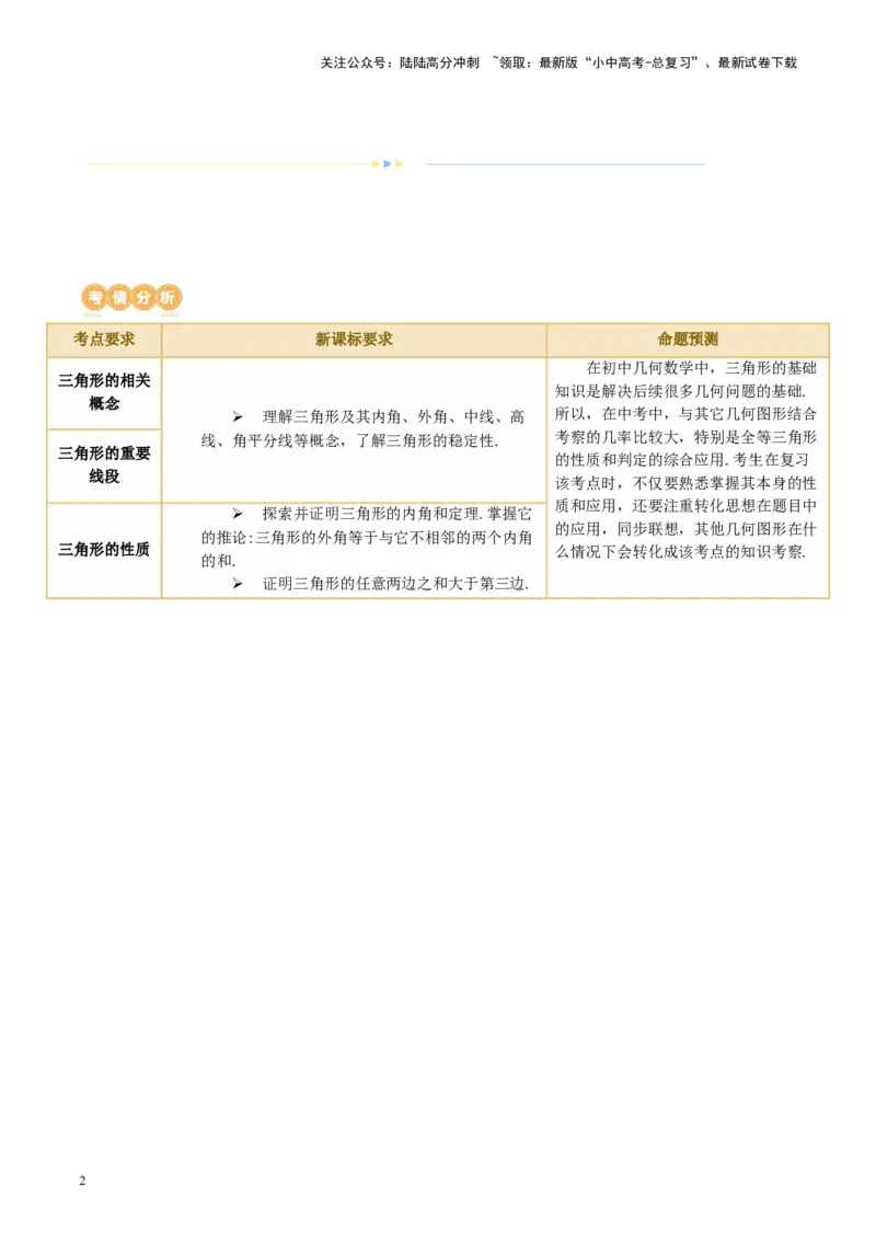 第16讲三角形的概念及性质（讲义）（原卷版）_02中考总复习（2026版更新中）_02-数学-中考总复习_2024年中考复习资料_一轮复习资料_配套讲义（原卷版+解析版）