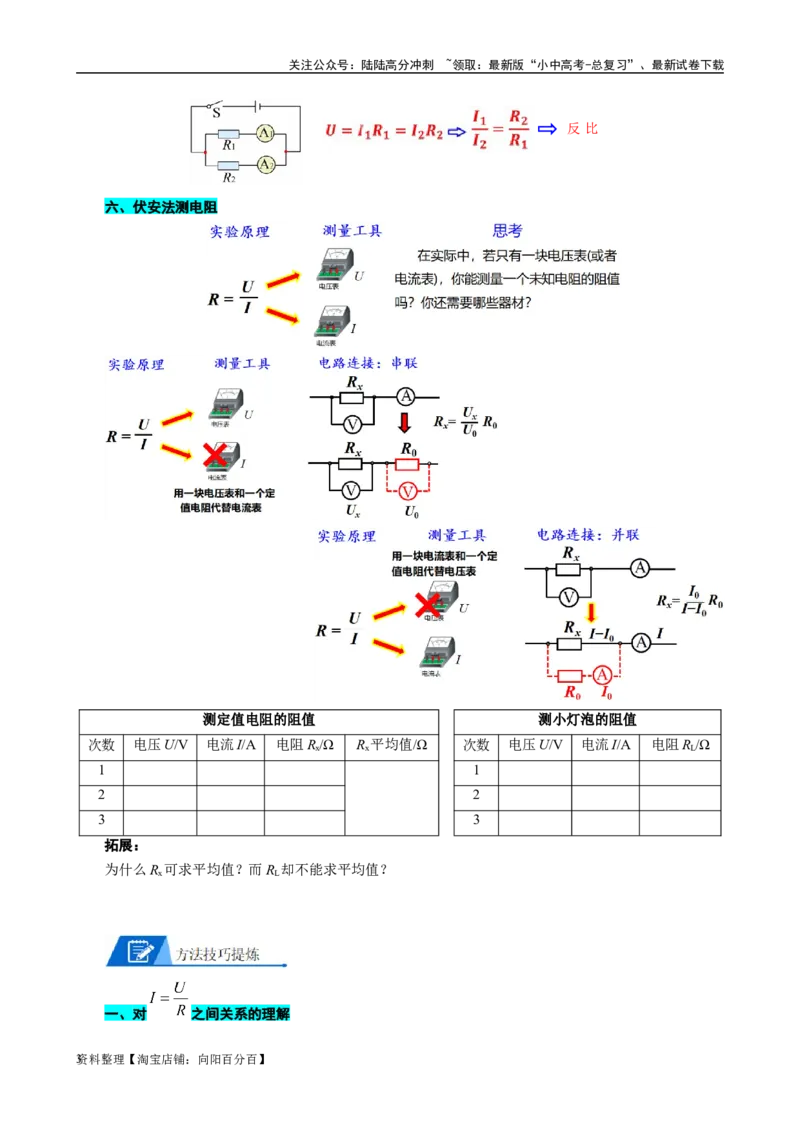 突破欧姆定律基础问题_02中考总复习（2026版更新中）_04-物理-中考总复习_2024年中考复习资料_专项复习资料_2024年中考物理复习辅导系列_❤更新专项复习