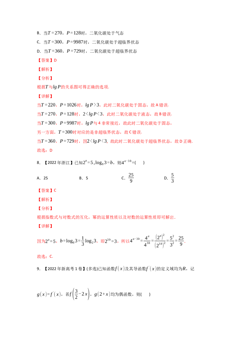 专题02函数的概念与基本初等函数I-2022年高考真题和模拟题数学分专题训练(教师版含解析)_2.2025数学总复习_2024年新高考资料_3.2024专项复习_赠2022年高考数学真题与模拟题分专题训练