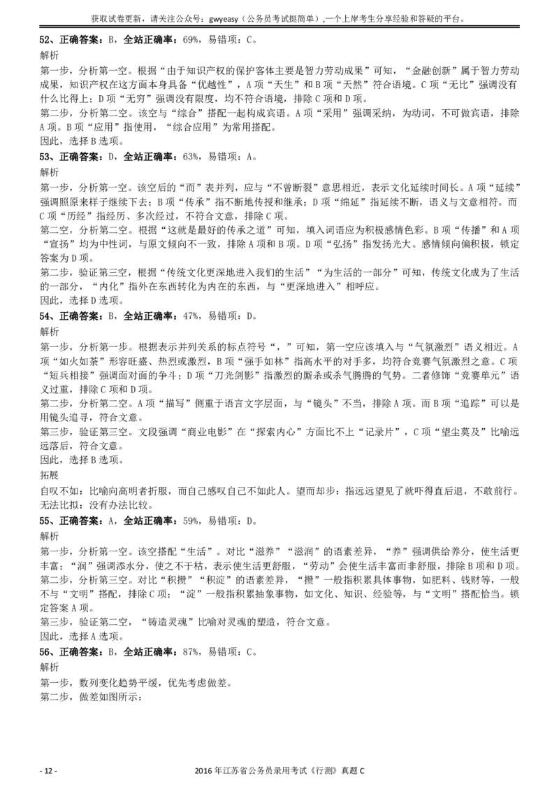 2016年0312江苏公务员考试《行测》真题（C卷）参考答案及解析..._34省+国考真题_34省考+国考pdf版推荐用这个版本_34省行测+申论真题pdf推荐用这个版本_江苏公务员考试真题pdf版