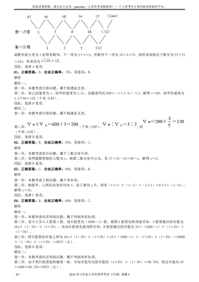 2016年0312江苏公务员考试《行测》真题（C卷）参考答案及解析..._34省+国考真题_34省考+国考pdf版推荐用这个版本_34省行测+申论真题pdf推荐用这个版本_江苏公务员考试真题pdf版