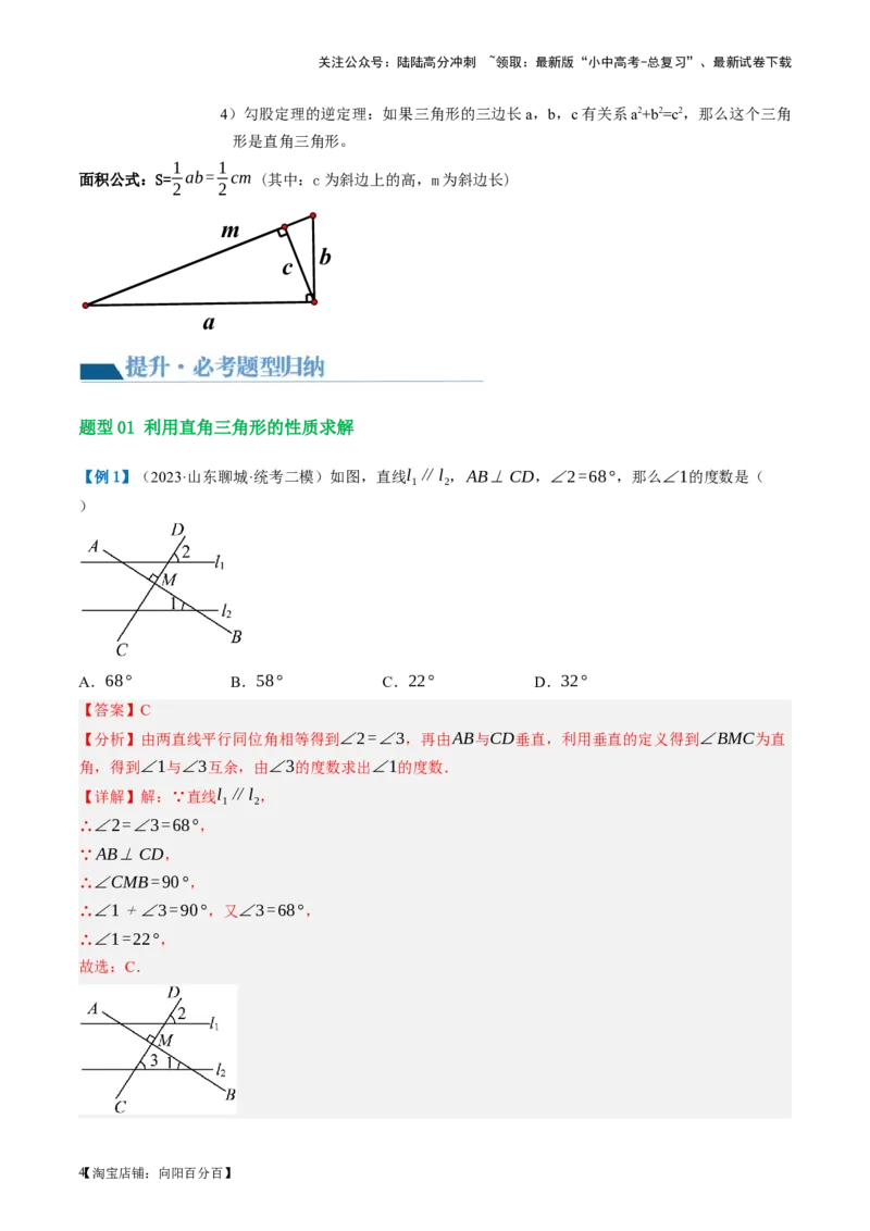 第19讲直角三角形（讲义）（解析版）_02中考总复习（2026版更新中）_02-数学-中考总复习_2024年中考复习资料_一轮复习资料_配套讲义（原卷版+解析版）_教师版（含答案解析）