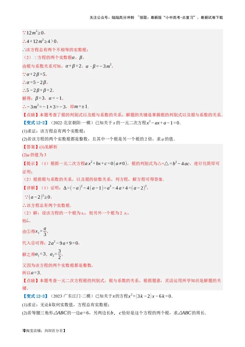 第07讲一元二次方程（讲义）（解析版）_02中考总复习（2026版更新中）_02-数学-中考总复习_2024年中考复习资料_一轮复习资料_配套讲义（原卷版+解析版）_教师版（含答案解析）