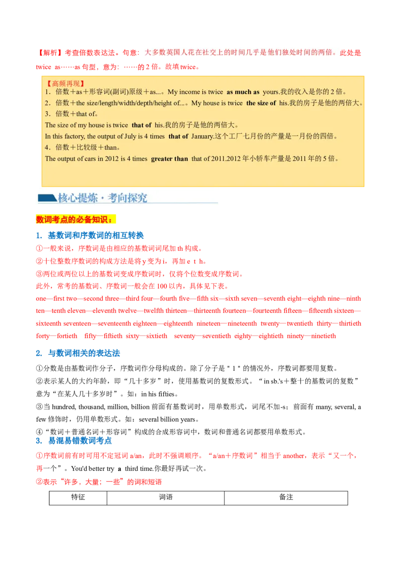 专题01名词、数词（讲义）（解析版）_3.2025英语总复习_2024年新高考资料_2.2024二轮复习_2024年高考英语二轮复习讲练测（新教材新高考）_第一部分语法知识