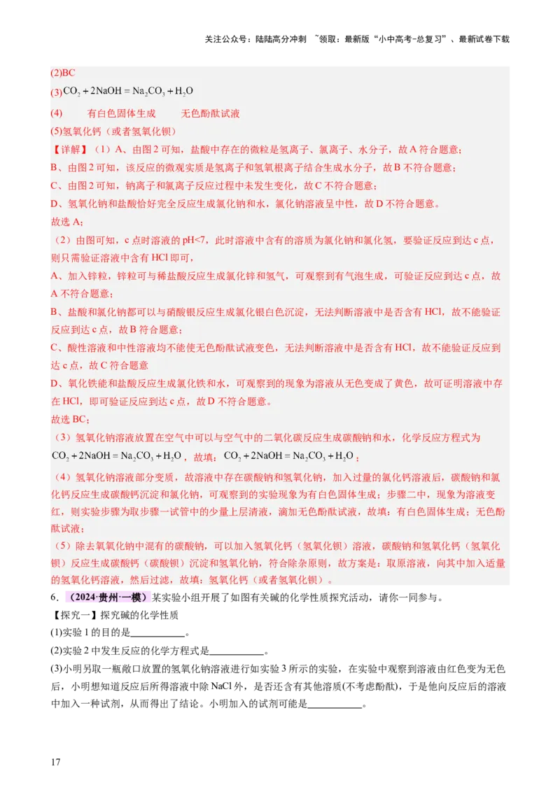 热点突破碱变质的研究（讲练）（解析版）_02中考总复习（2026版更新中）_05-化学-中考总复习_2025年中考复习资料_2025中考二轮课件ppt+讲义+练习化学_讲义+练习