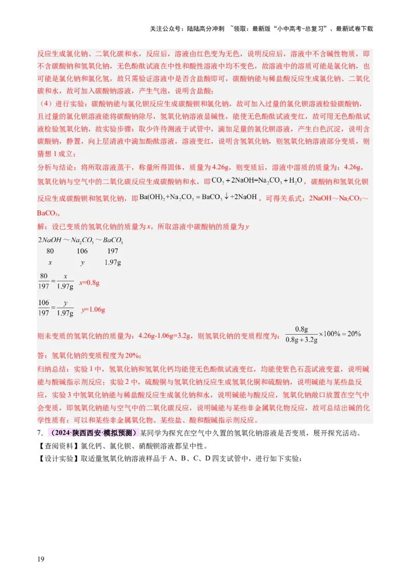 热点突破碱变质的研究（讲练）（解析版）_02中考总复习（2026版更新中）_05-化学-中考总复习_2025年中考复习资料_2025中考二轮课件ppt+讲义+练习化学_讲义+练习