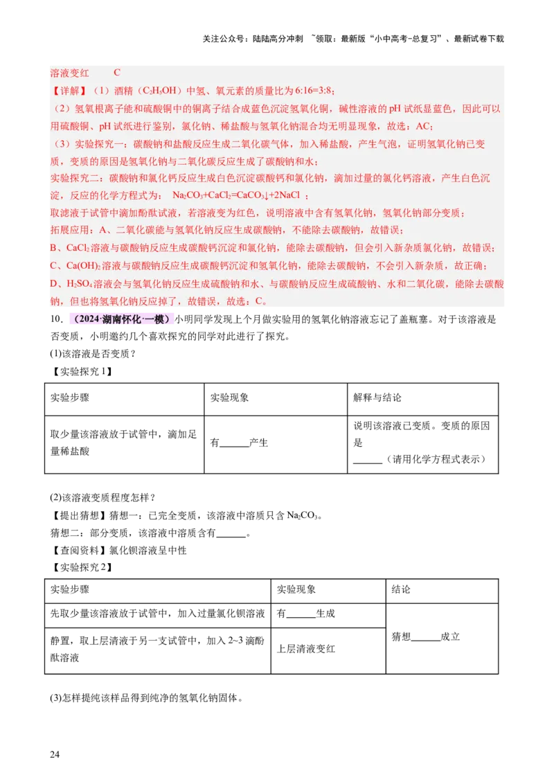 热点突破碱变质的研究（讲练）（解析版）_02中考总复习（2026版更新中）_05-化学-中考总复习_2025年中考复习资料_2025中考二轮课件ppt+讲义+练习化学_讲义+练习