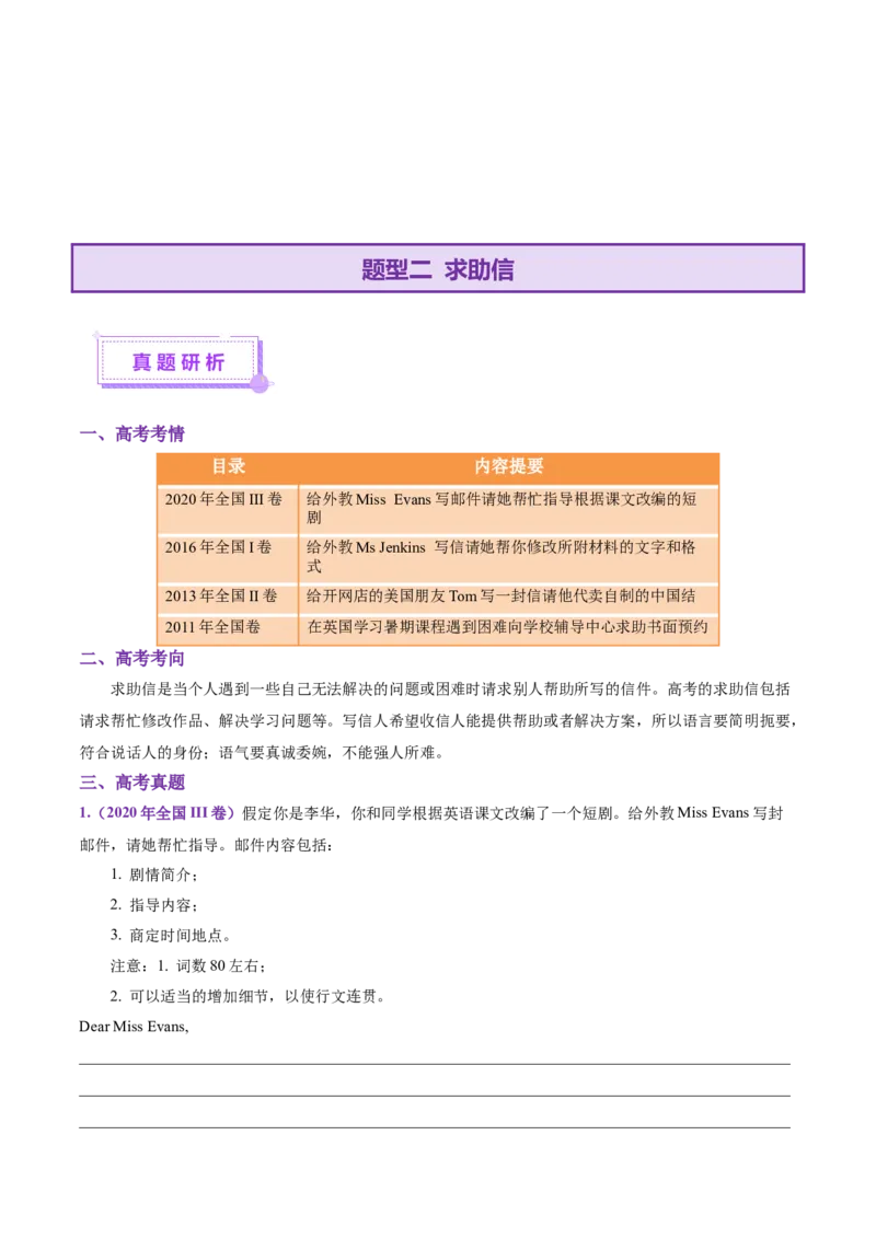 专题01邀请信+求助信+投诉信（讲义）（原卷版）_3.2025英语总复习_2025年新高考资料_二轮复习_2025年高考英语二轮复习课件ppt+讲义+练习_7.写作_应用文写作