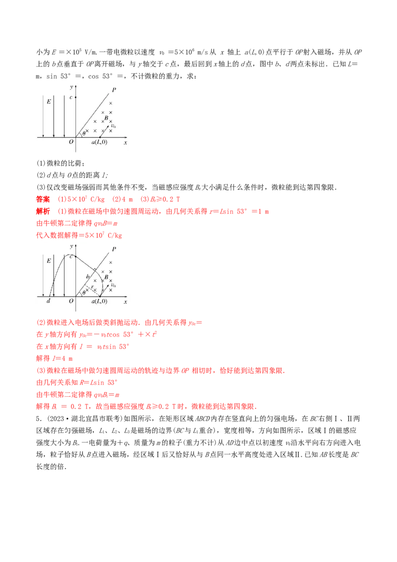 训练二十带电粒子在组合场中的运动-备战2024年高考物理一轮复习专题复习与训练(解析版）_4.2025物理总复习_2024年新高考资料_3.2024专项复习_备战2024年高考物理一轮复习专题复习与训练
