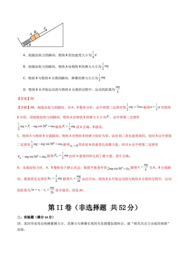综合测试02相互作用运动与力的关系（解析版）_4.2025物理总复习_2025年新高考资料_一轮复习_备战2025年高考物理一轮复习考点帮（新高考通用）