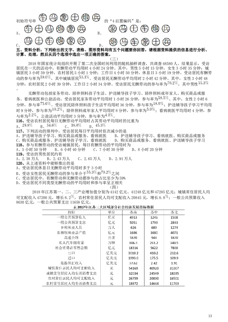 2019年江苏公务员考试《行测》试卷（B卷）_34省+国考真题_此文件夹为word版,不推荐使用_此word版为,不推荐使用_此word版为,不推荐使用_江苏行测+申论09-22