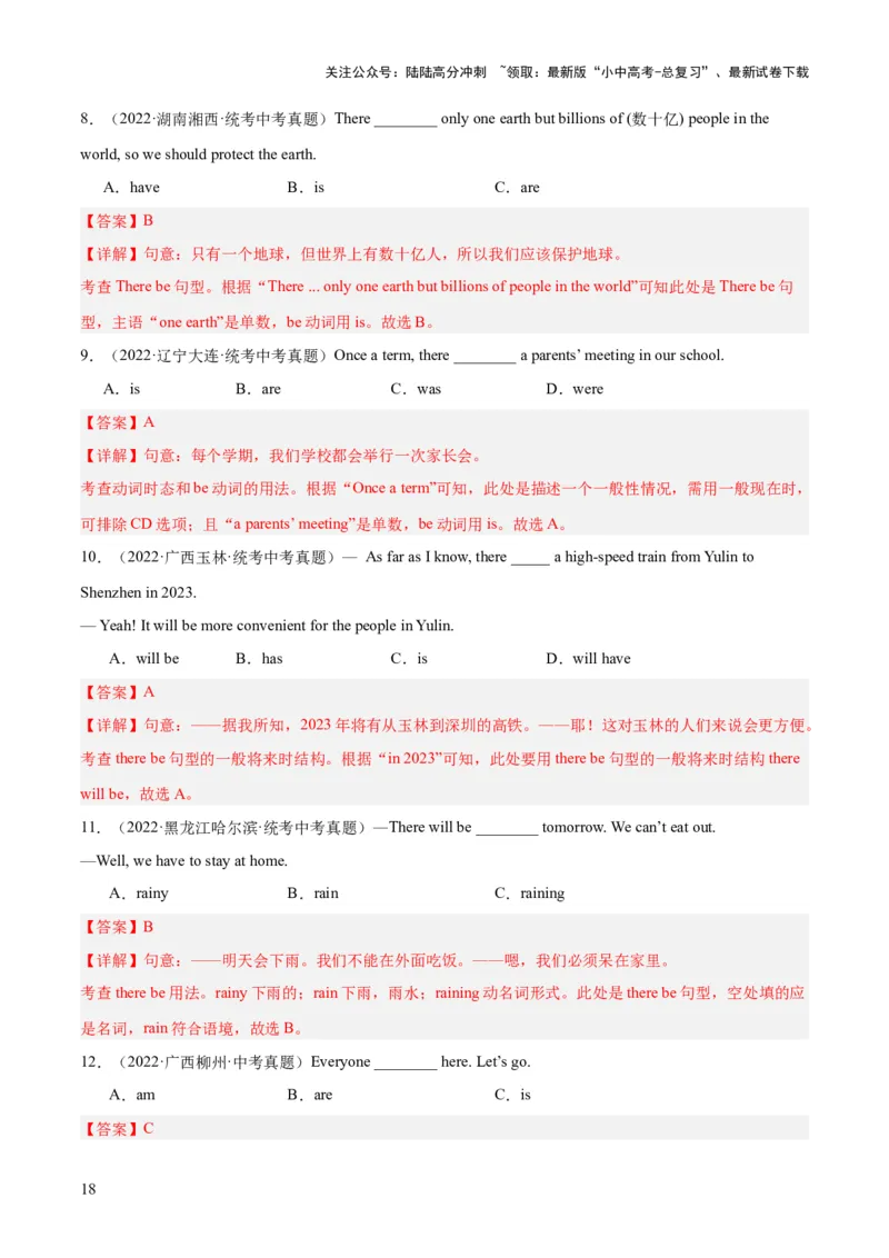 第11讲主谓一致（讲义）-2024年中考英语一轮复习讲练测（全国通用）（解析版）_02中考总复习（2026版更新中）_03-英语-中考总复习_2024年中考复习资料_一轮复习