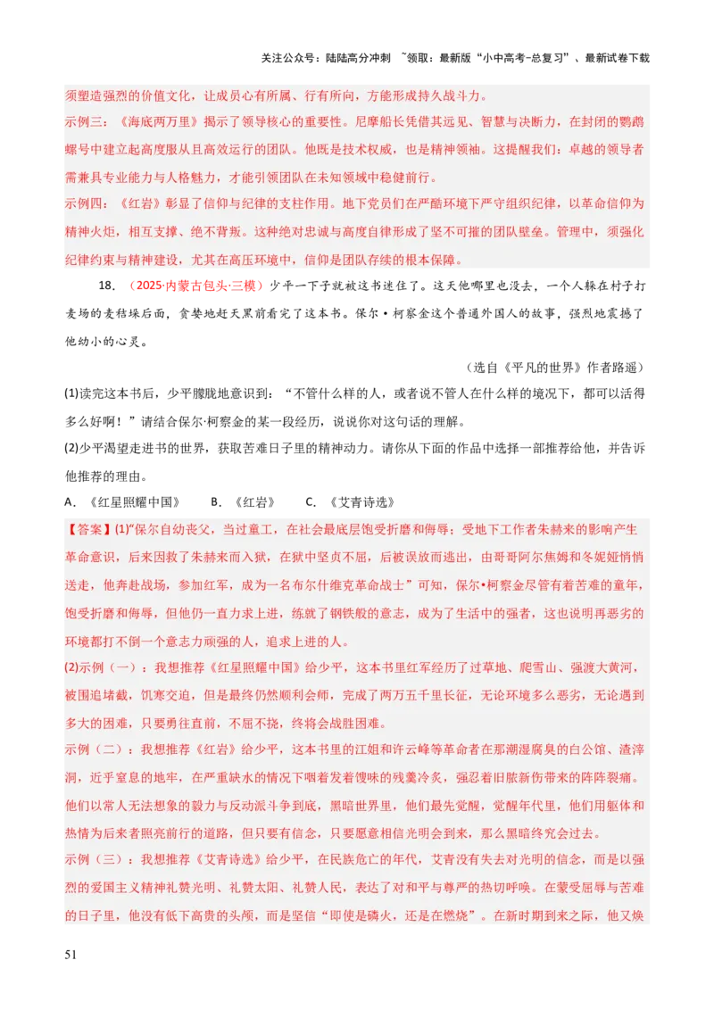 第01讲《红岩》整本书阅读(练习）（解析版）_02中考总复习（2026版更新中）_01-语文-中考总复习_2026年中考复习（更新中）_2026年中考语文一轮复习名著阅读