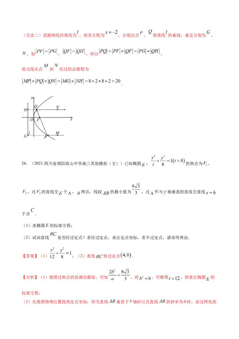 专题05平面解析几何-2021年高考真题和模拟题数学（文）分项汇编（全国通用）（解析版）_2.2025数学总复习_2023年新高考资料_一轮复习_2023新高考一轮复习讲义+课件