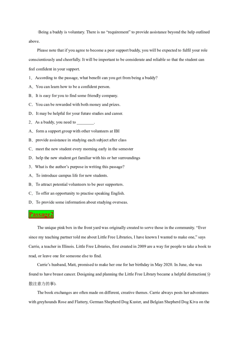 专题01善行义举--2023年高考英语阅读理解考前预测60篇_3.2025英语总复习_2023年新高考资料_专项复习_阅读理解专项_2023年高考英语阅读理解考前预测60篇2985853