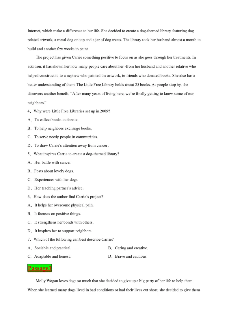 专题01善行义举--2023年高考英语阅读理解考前预测60篇_3.2025英语总复习_2023年新高考资料_专项复习_阅读理解专项_2023年高考英语阅读理解考前预测60篇2985853