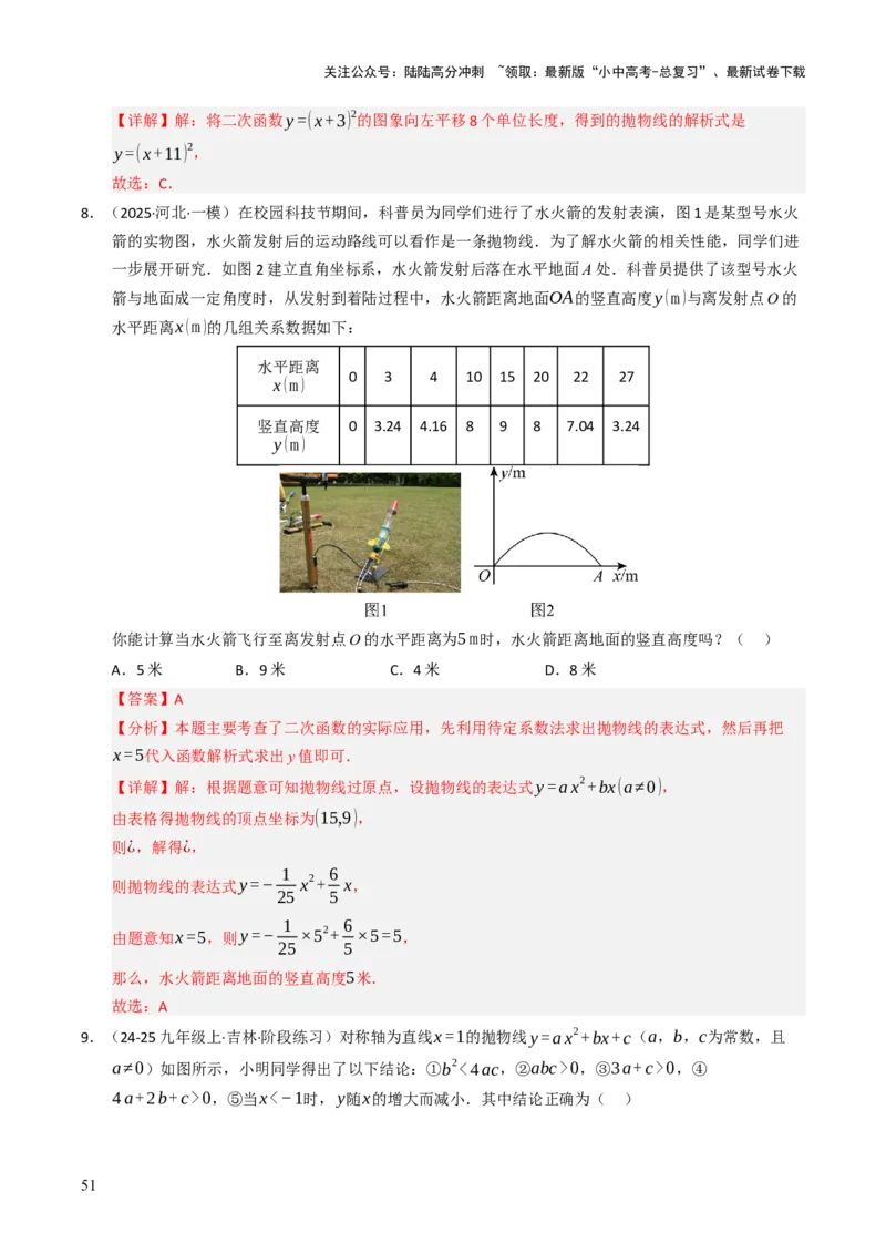 热点05二次函数的图象及简单应用（8大题型+高分技法+限时提升练）（解析版）_02中考总复习（2026版更新中）_02-数学-中考总复习_2025中考复习资料_2025年中考数学二轮重点专题专练