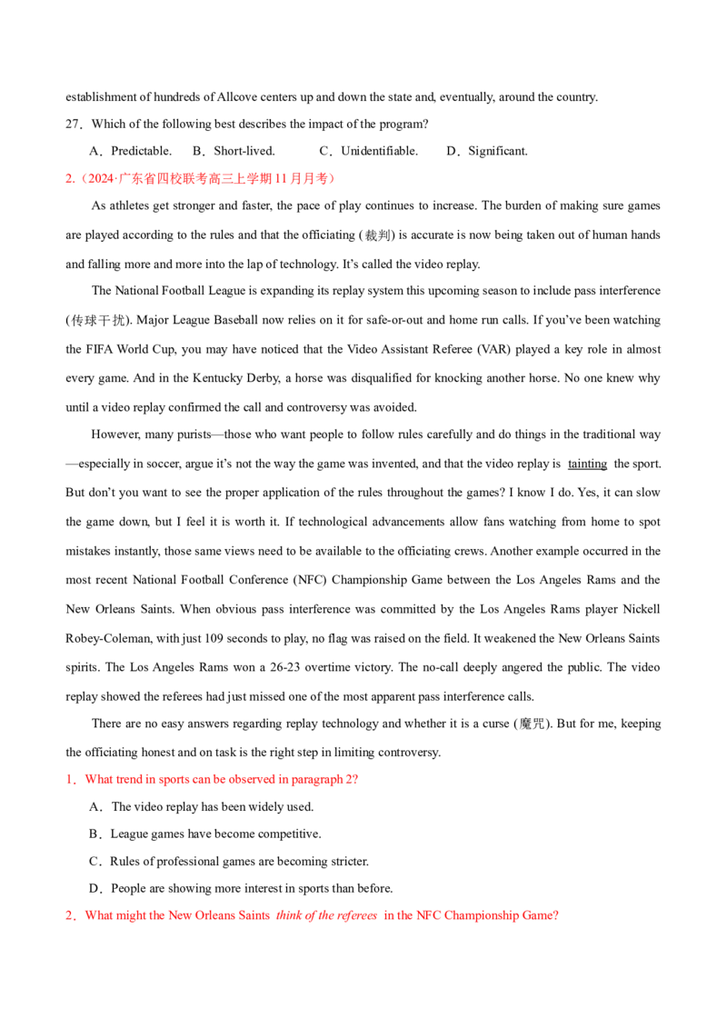专题03阅读理解之推理判断题（练习）（原卷版）_3.2025英语总复习_2024年新高考资料_2.2024二轮复习_2024年高考英语二轮复习讲练测（新教材新高考）_第二部分阅读