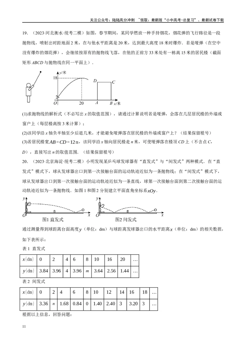 第14讲二次函数的应用（练习）（原卷版）_02中考总复习（2026版更新中）_02-数学-中考总复习_2024年中考复习资料_一轮复习资料_配套练习（原卷版+解析版）