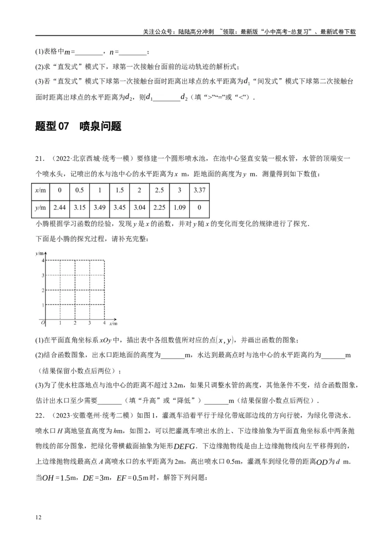 第14讲二次函数的应用（练习）（原卷版）_02中考总复习（2026版更新中）_02-数学-中考总复习_2024年中考复习资料_一轮复习资料_配套练习（原卷版+解析版）